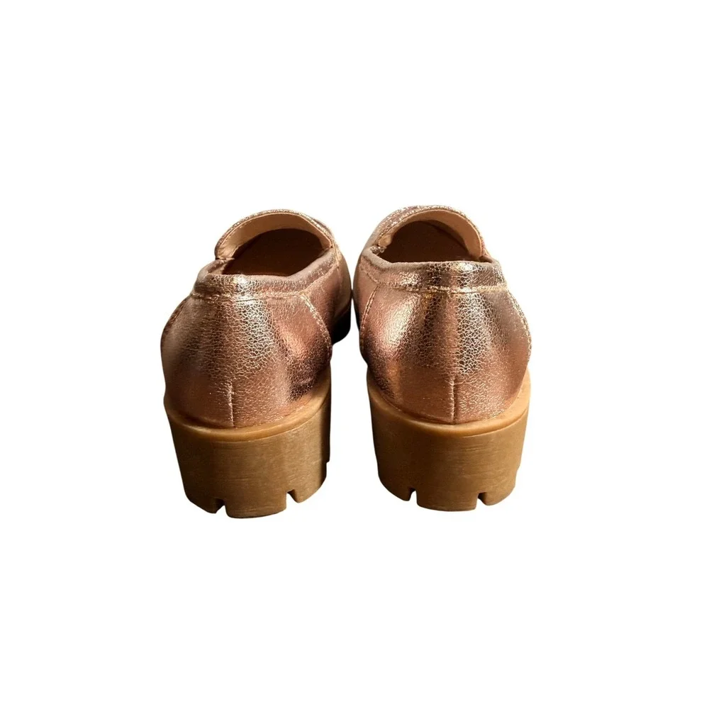 Jellypop Toddler Side‎ Step Rose Gold Metallic Glitter Chunky Penny Loafers 12M